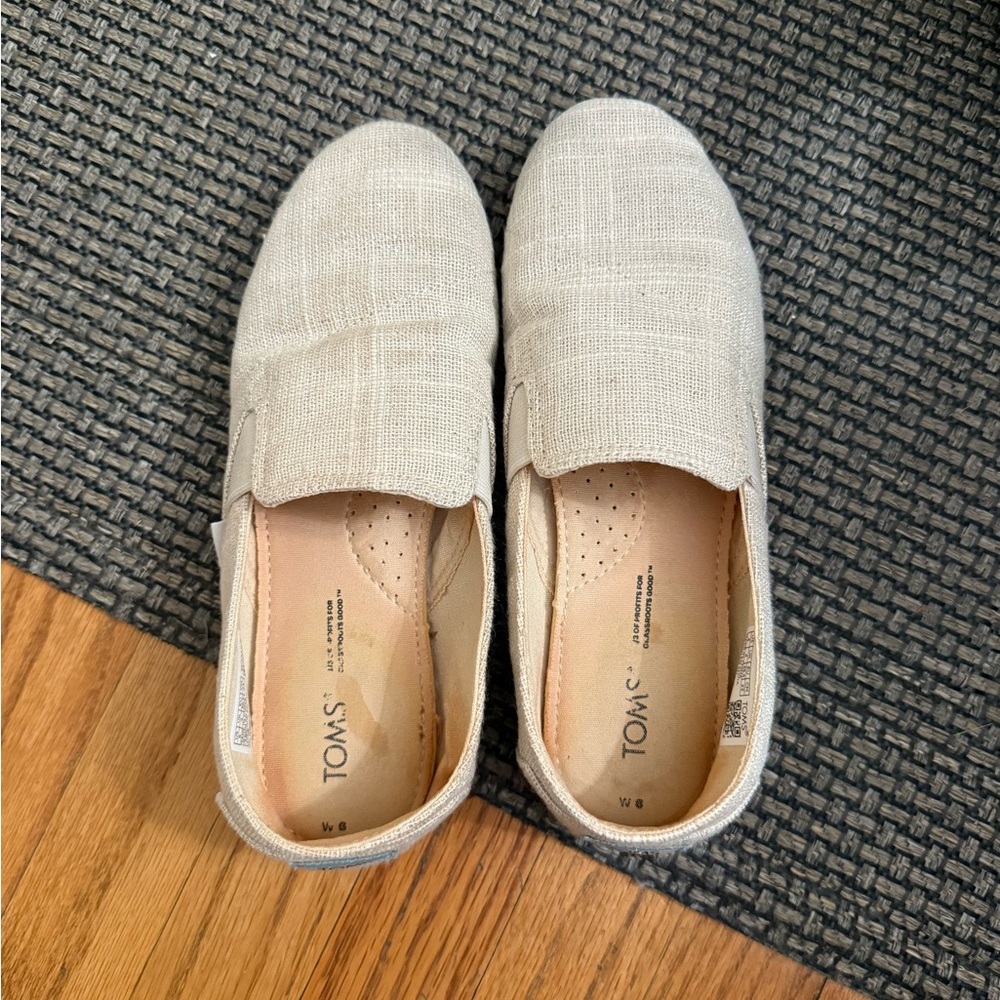 TOMS White with sparkles Slip-On Shoes